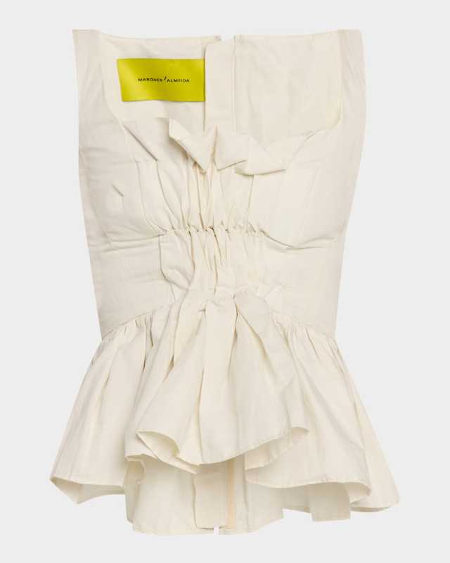 Gathered Cotton Peplum Top